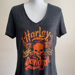 HARLEY-DAVIDSON Graphic Skull V-Neck Tee